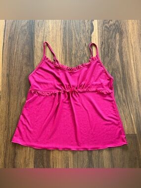 Fuchsia Y2K ruffle tank top